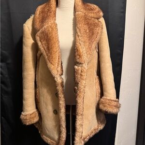 Men’s vintage Shearling sheepskin Tan and Brown Coat